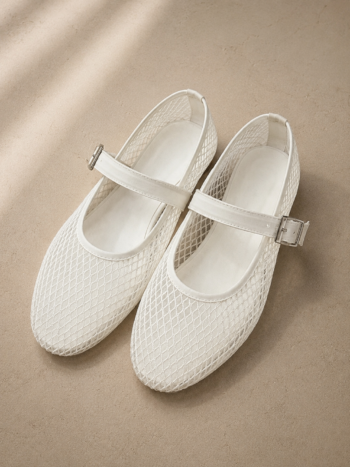 White VELOUR Flats