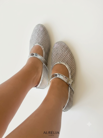 Silver VELOUR Flats